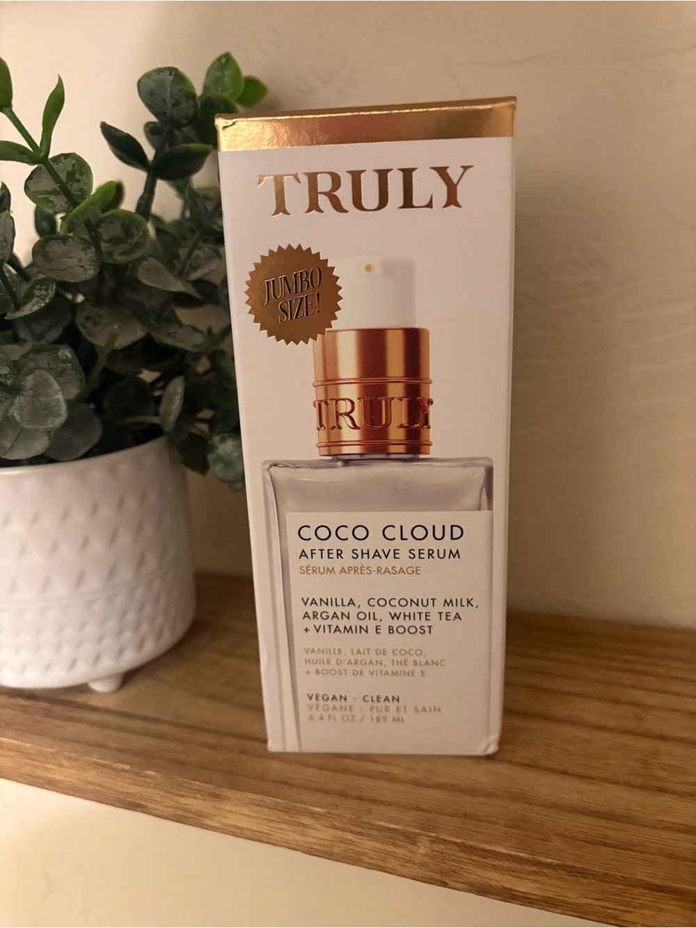 TRULY Coco Cloud After Shave Serum – White & Gold Packaging